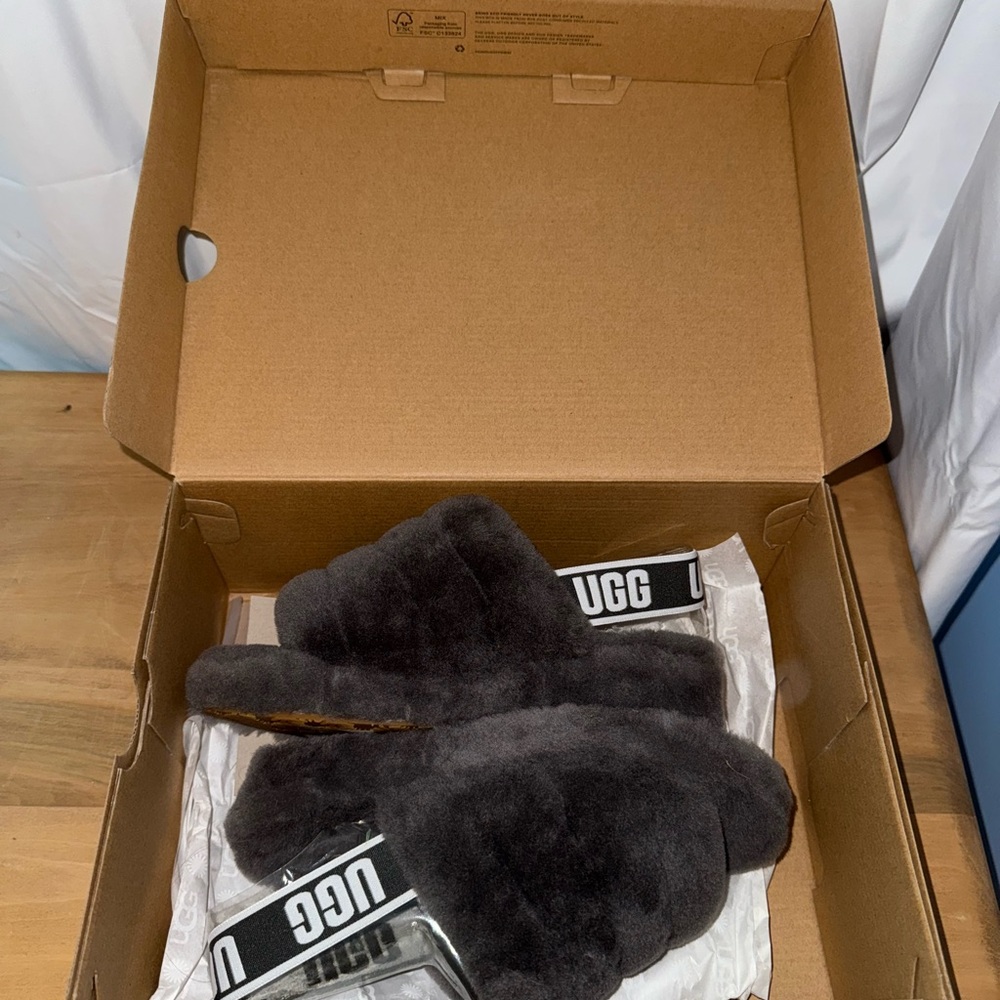 UGG Fluff Yeah Charcoal Slippers